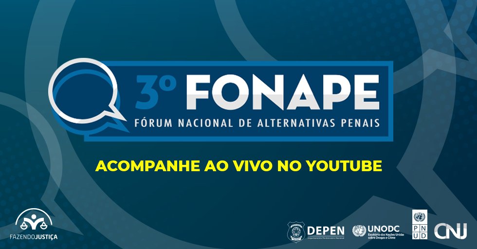 CNJ_oficial's tweet photo. #AOVIVO | Iniciamos a transmissão do 3º Fórum Nacional em Alternativas Penais (Fonape), principal espaço para a discussão do tema no país. Acompanhe conosco a abertura que conta, ainda, com @PNUDBrasil, @unodcprt e Depen (@JusticaGovBR) em https://t.co/KC3tbaxmxM https://t.co/7dh6IQEv70