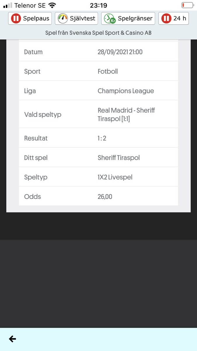TBredhammar's tweet photo. En storfavorit som ligger på för seger på hemmaplan då finns det alltid chans för kontring.. #skräll #ChampionsLeague #sheriff https://t.co/iBX5dUXG9j
