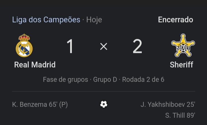 rabiscoesporte's tweet photo. AH, O FUTEBOL... 

Real Madrid, 13x campeão da Champions. Sheriff, primeira participação na maior competição do mundo. O resultado? Esse aí.

A história sendo escrita diante dos nossos olhos

#ChampionsLeague 
#RealMadrid 
#SheriffTiraspol https://t.co/S2MMu3MH4a