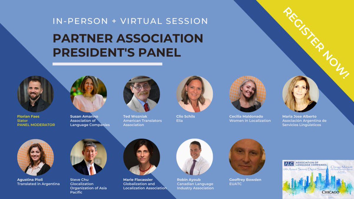 Este jueves decimos ¡presente! en el Panel de Presidentes de la Conferencia <a href="/ALC_US/">ALC</a> , con nuestra presidenta <a href="/AgustinaPioli/">Agustina Pioli</a> representando a #Tina 
en la conversación con <a href="/atanet/">American Translators Association</a> <a href="/EliaOrg/">ELIA - European Language Industry Association</a> <a href="/WomenInL10N/">WomeninLocalization</a> <a href="/GALA_Global/">GALA</a> <a href="/CLIA_ACIL/">Canadian Language Industry Association</a> <a href="/EUATCNews/">EUATC</a>