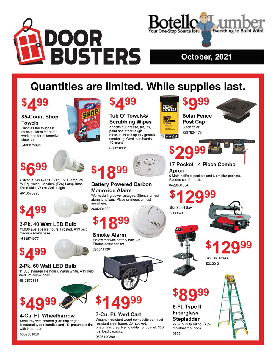 Botello Lumber October Doorbusters....Stock Up!  #homeimprovement, #homecenter