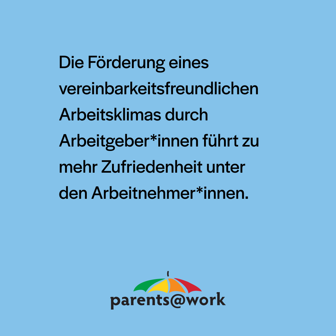 ParentsWork_EU's tweet photo. Die Förderung eines vereinbarkeitsfreundlichen Arbeitsklimas wirkt sich positiv auf Arbeitnehmer*innen und Unternehmen aus! 

#vereinbarkeit #parentsatwork #reconciliation https://t.co/iFJoLSFLGk