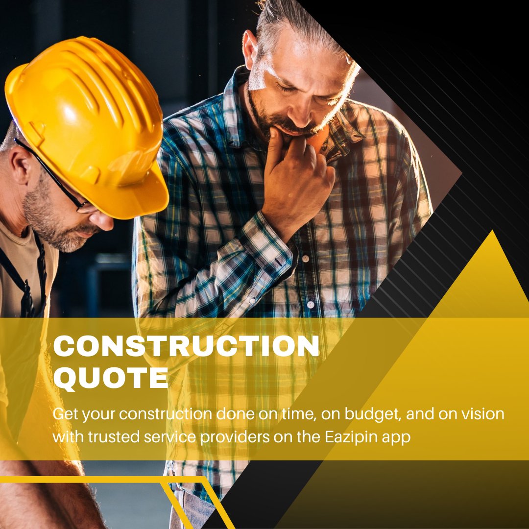 eazipin's tweet photo. Get your construction done on budget from trusted service providers on the Eazipin app.
*Register your business on the Eazipin app to connect with potential clients. https://t.co/YzetpGioT0