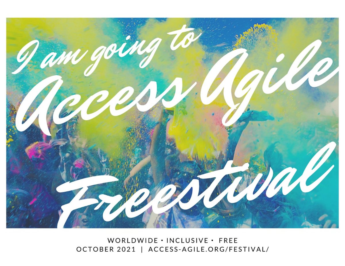 AccessAgile's tweet image. WE HAVE LIFT OFF! THE FIRST ACCESS AGILE FREESTIVAL IS LIVE!!

Join us today for a day of learning, community and fun for FREE! You can check out today&apos;s line up here access-agile.org/event-director…

#AccessAgile #FreeFestival #Event