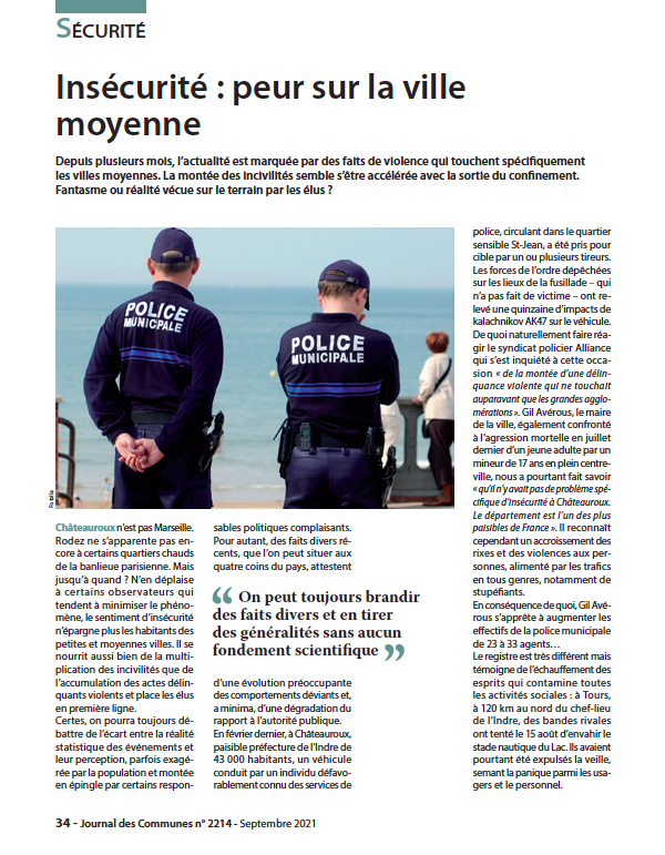 L'actualité des derniers mois est marquée par des faits de violence qui touchent les villes moyennes, plutôt épargnées jusqu'alors. Le renforcement des polices municipales est-il à la hauteur des enjeux ? Dans <a href="/journalcommunes/">Journal des Communes</a> de septembre