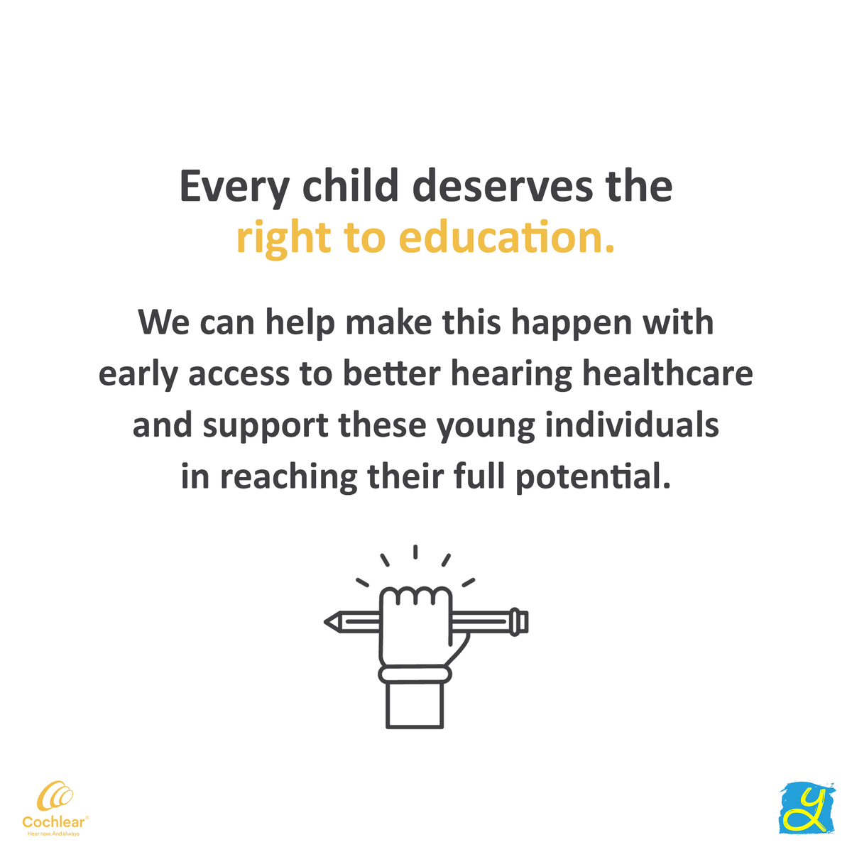 weareyuvaa's tweet photo. Yuvaa proudly supports the Cochlear Foundation’s ‘Achieve Anything Program’ . We aspire to remove hearing loss as a barrier to a quality education and life’s opportunities so all young people can gain an education and realise their full potential. 
 #AchieveAnythingProgram https://t.co/dz5sIhB4wi