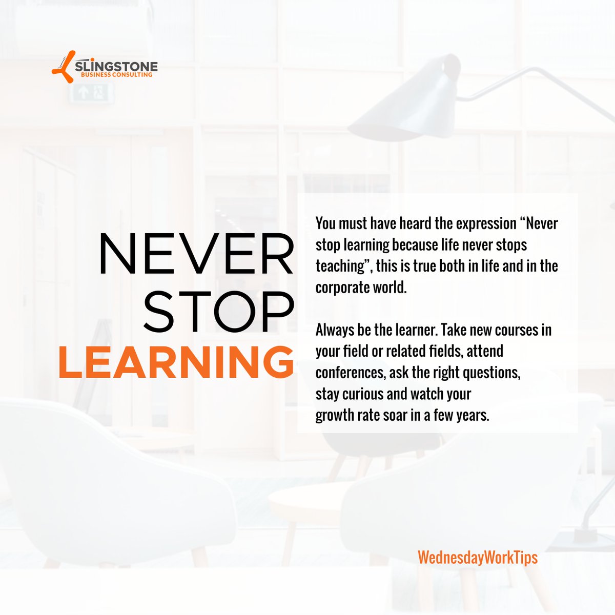 SlingstoneC's tweet photo. #WednesdayWorkTips: Never stop learning.
Learning is a crucial part of life but intentional learning is where growth begins. The more you learn, the better you become; the better you become, the higher you go; the higher you go, the more you earn. Stay curious! https://t.co/auTByP4Ydc