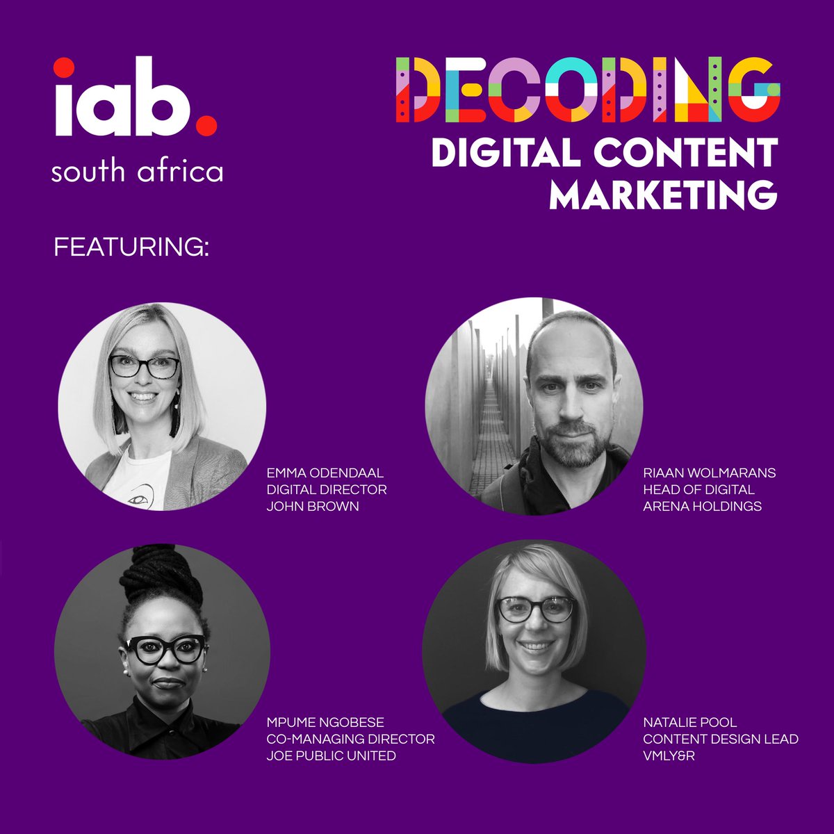 What is #DigitalContentMarketing? Listen in 
as <a href="/EmmaOdendaal/">Emma Odendaal</a>, <a href="/riaanw/">Riaan Windell</a>, <a href="/mpume_ngobese/">mpume ngobese</a> and <a href="/NataliePool/">natalie pool</a> decode the jargon, chat 
best-practice case studies and dispel myths 
so that #marketers can use this 
discipline in their own #marketingmix: iono.fm/e/1106906