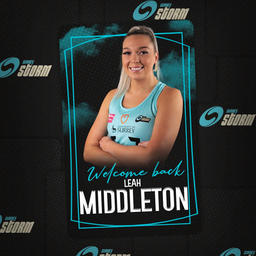 SurreyStorm's tweet photo. Storm are delighted to announce the signing of Leah Middleton for the 2022 Superleague season ✍️

“Storm has definitely grown into a place that feels like my home away from home and I feel very lucky to be a part of the group.”

Read more 🔗 https://t.co/68BEuYc93N

#StormRises💙 https://t.co/c7npVyVoMX