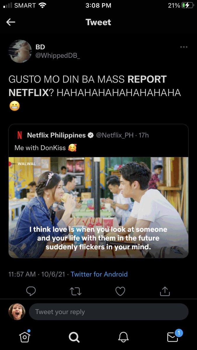 DonatoAndKisses's tweet photo. hi, @Netflix_PH. just wanted to let you know that the fans of “d0nbelle” who are trying to request for them to be featured on Netflix tried to “report” and “boycott” your streaming service and accounts simply for adding Walwal to the movie list and for tweeting about DonKiss. https://t.co/aX2M1HawdG