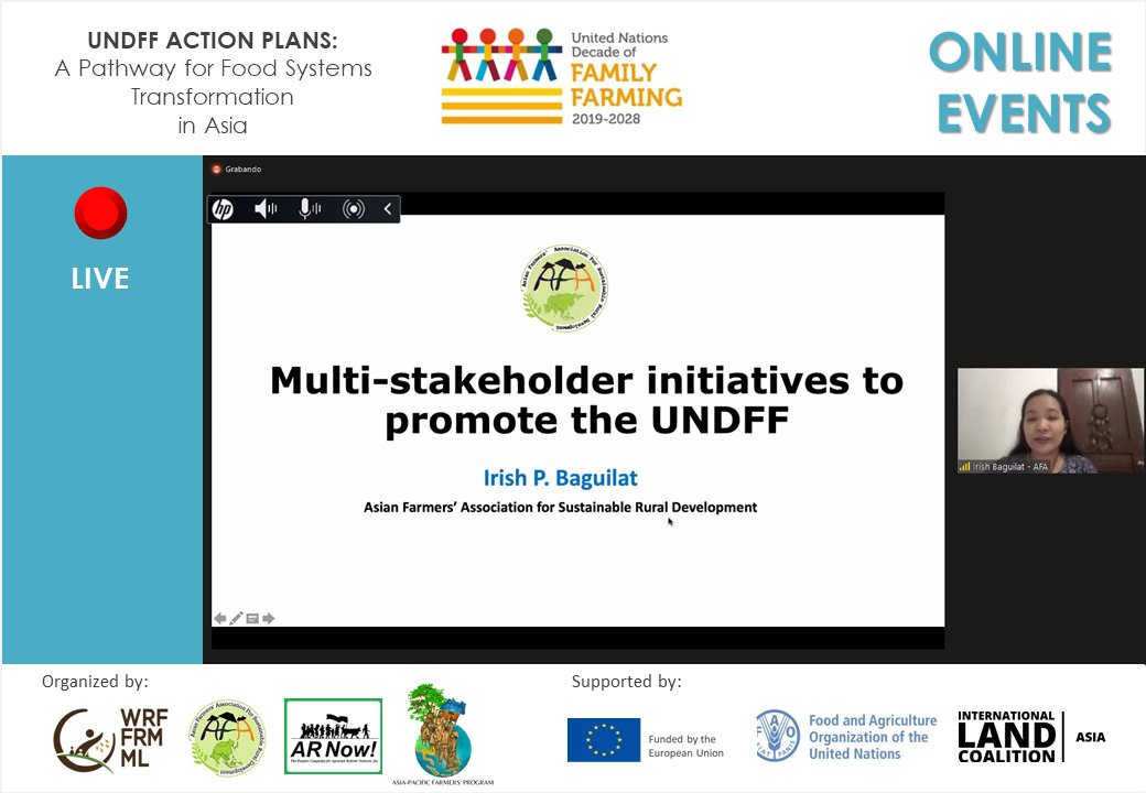 World Rural Forum (@worldruralforum) on Twitter photo #now #OnlineExchange on #UNDFF in #Asia.
Irish Baguilat <a href="/AsianFarmers/">Asian Farmers (AFA)</a> presents Multi Stakeholder initiatives to promote the #FamilyFarmingDecade in the region. #now #OnlineExchange on #UNDFF in #Asia.
Irish Baguilat <a href="/AsianFarmers/">Asian Farmers (AFA)</a> presents Multi Stakeholder initiatives to promote the #FamilyFarmingDecade in the region.