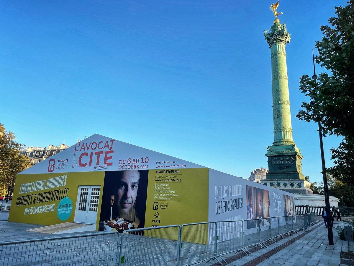 Avocats_Paris's tweet photo. Aujourd’hui et jusqu’à dimanche, les @Avocats_Paris sont Place de la Bastille pour proposer bénévolement des consultations gratuites aux Parisiens dans le cadre de l’avocat dans la cité. 

Une opération en partenariat avec @Paris, @BSolidarite et la Carpa de Paris.

#avocatcite https://t.co/uBGyCqdqby