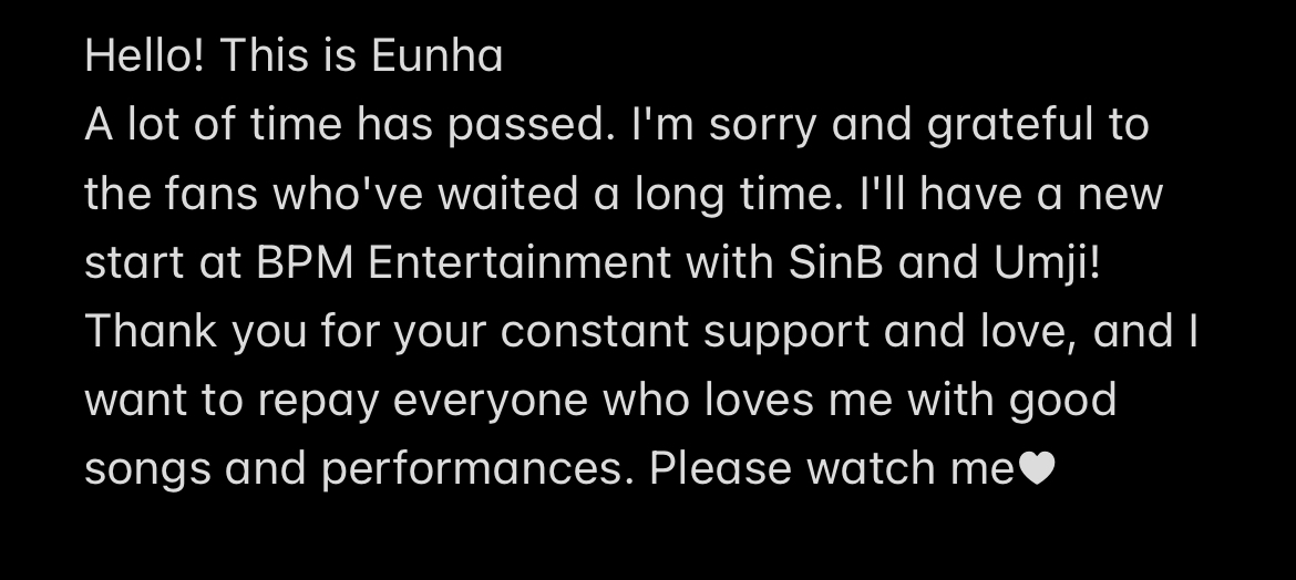 GFS_backup's tweet photo. [PIC] 211006 - Eunha (rlo.ldl) post

Hello! This is Eunha
A lot of time has passed. I'm sorry and grateful to the fans who've waited a long time. I'll have a new start at BPM Entertainment with SinB and Umji! 

https://t.co/2jhIJIFjv3

#GFRIEND #EUNHA #여자친구 #은하 https://t.co/FVyN4S0pYN