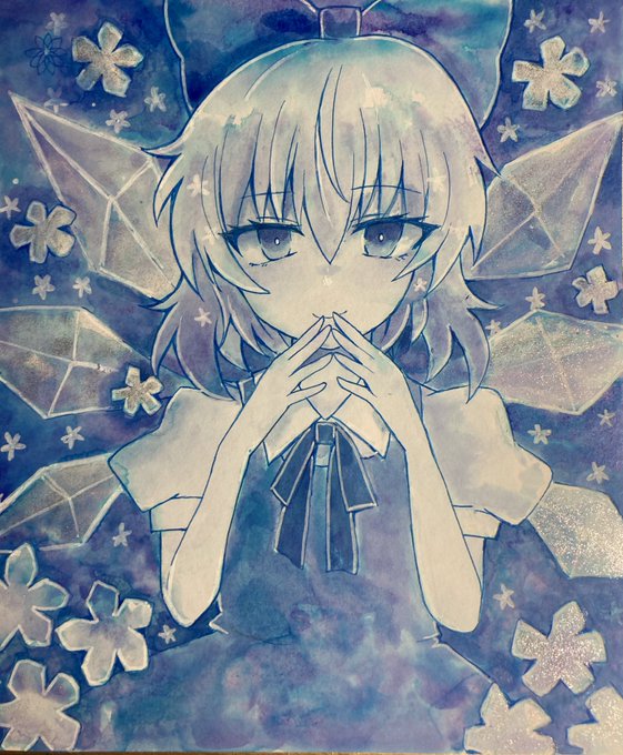 カラーインクでチルノちゃん描いたで😎❄️ 