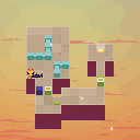 Found the first concept of Riko! Concept left, game right. Game colors stayed the same! Walls purple, doors green, and pushables aqua.