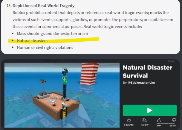 vee_beta's tweet image. NO GOD NO PLS NO

PLS DO NOT GET RID OF NATURAL DISASTERS THIS IS SUCH AN OG GAME.
#RobloxTOS