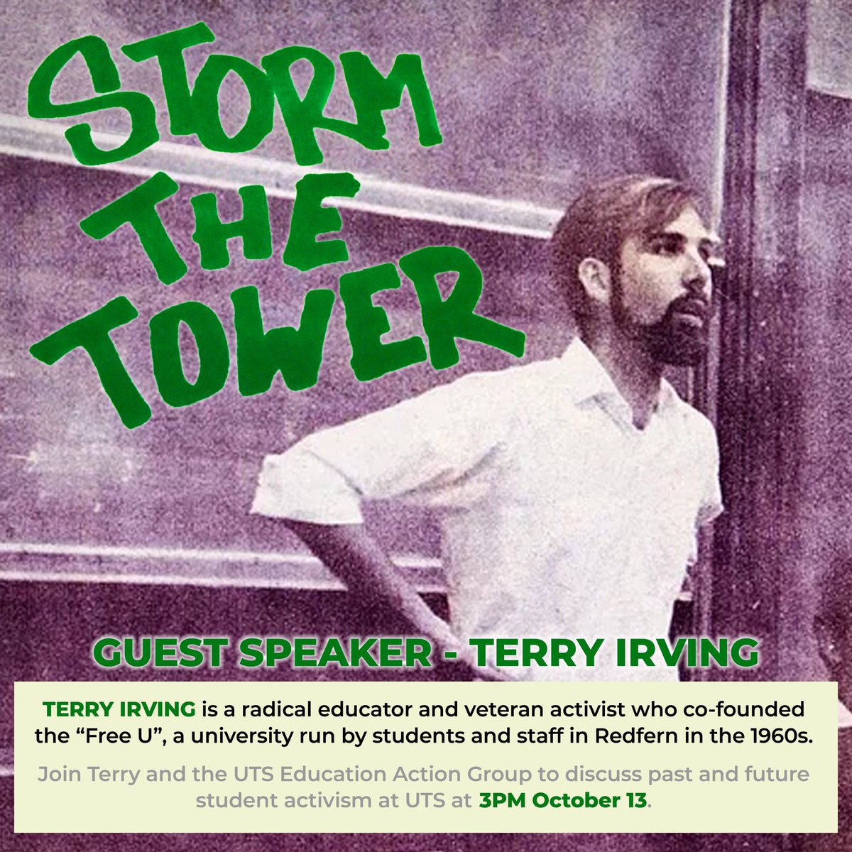 Laylay4202's tweet photo. Really keen for this, meeting called 'Fight the power, storm the Tower'! About the radical history of student activism at #UTS, hearing from past and current activists  :) https://t.co/z3pfo6fhn1 https://t.co/ko3QFwhOmz