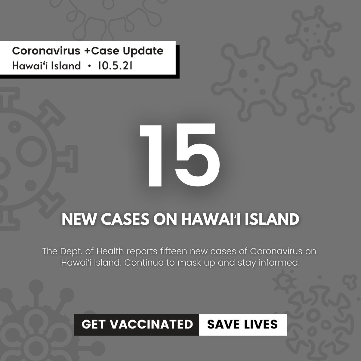 NaLeoTV's tweet photo. In case you missed todays #COVID19 reporting, 15 new cases today. This is the lowest daily report in months. We are doing this Hawaiʻi Island, let’s go. It is more important than ever to remain vigilant, stay informed, mask up, stay home, and get vaccinated! #NaLeoTV #OurKuleana https://t.co/JF7WAIv2t2
