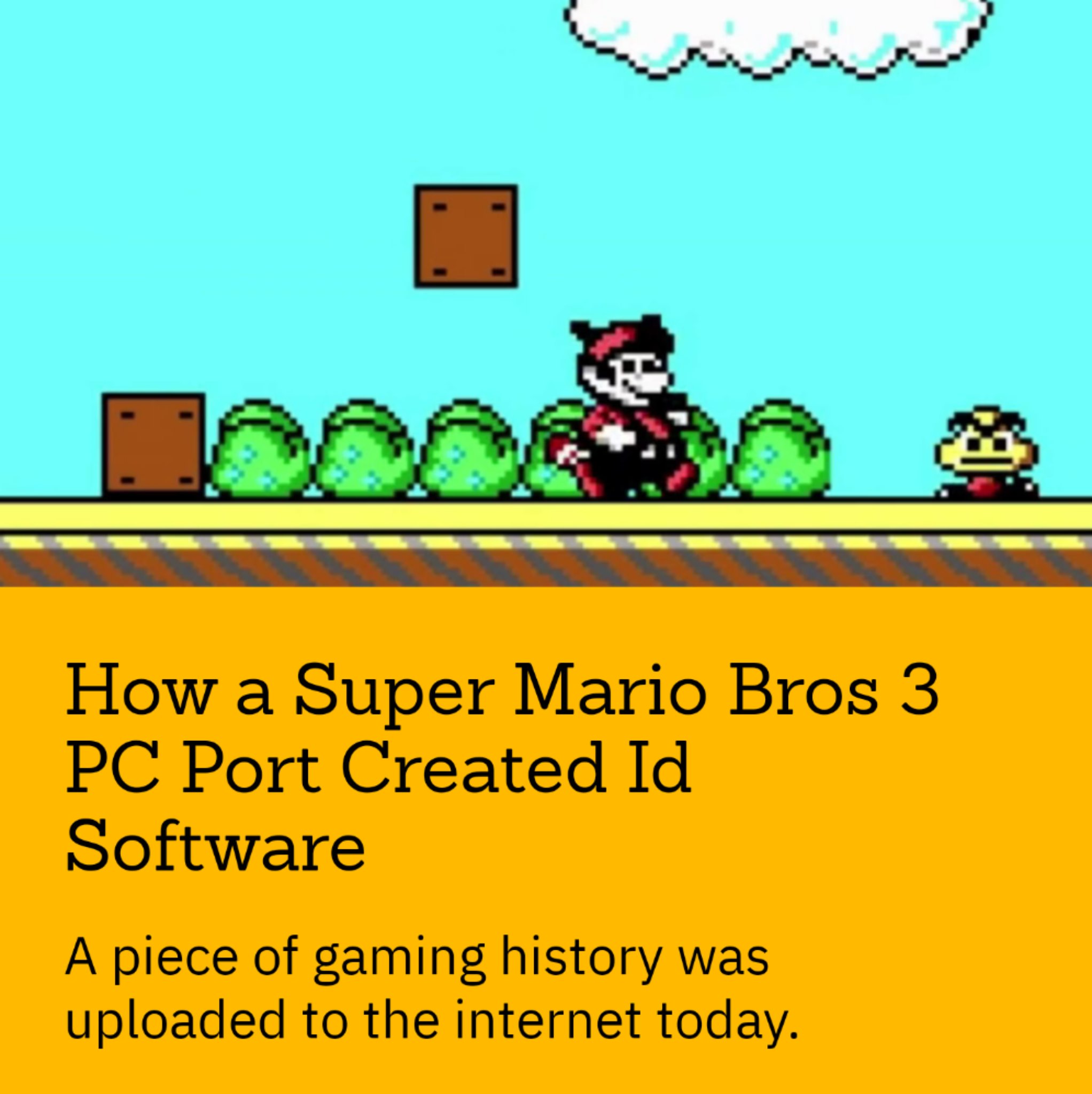 Um antigo port de Super Mario Bros 3 para PC feito pela Id