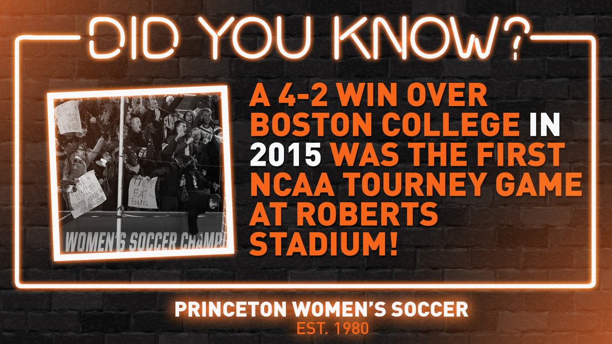 PrincetonWSoc's tweet photo. We're celebrating 40 years of Princeton women's soccer!

Program fact #7: The @NCAASoccer tournament came to Roberts Stadium for the first time in 2015, when we beat Boston College 4-2! https://t.co/ofWWReTqat