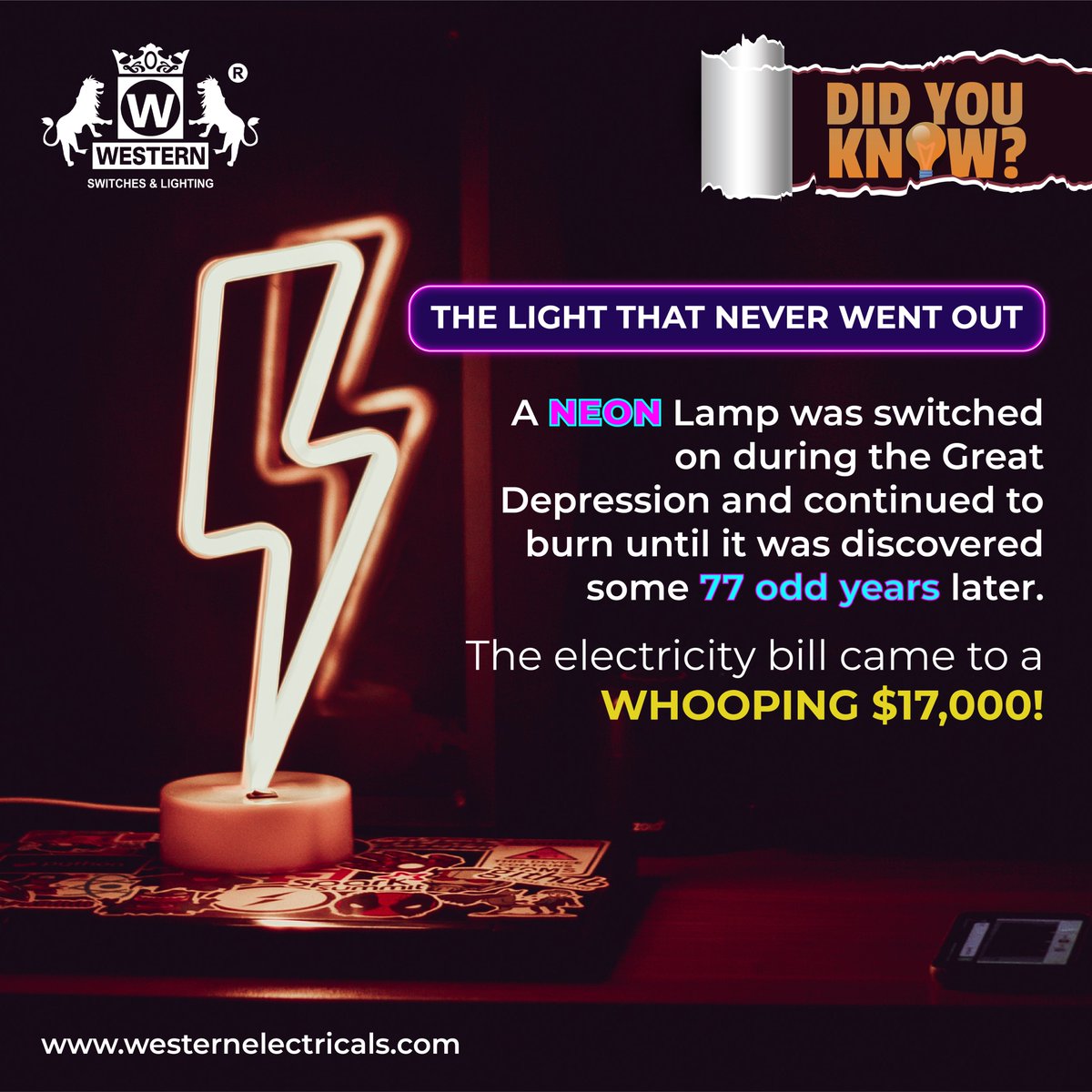 WesternEleInfo's tweet photo. Intriguing much? Follow us for more such Fun electrical and light facts.
#WesternElectricals #SwitchesandLightining #LightsandSwitches #lighting #electronics #ElectricalFacts #Didyouknow https://t.co/Zw9SCxOG6B