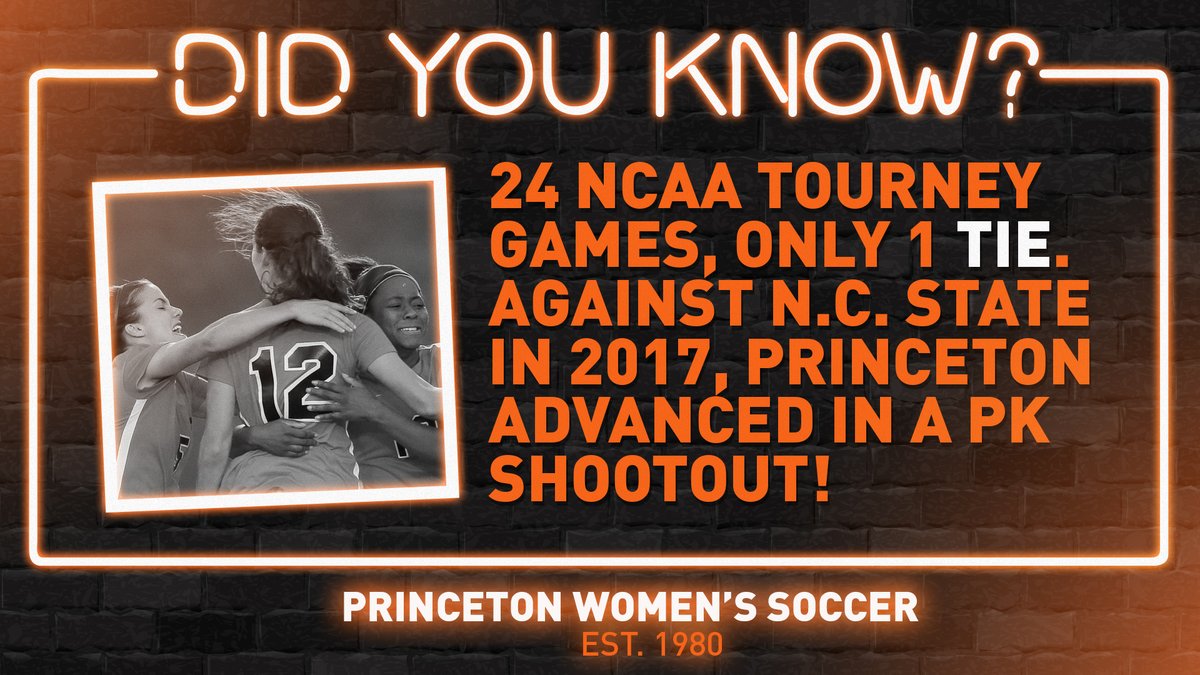 PrincetonWSoc's tweet photo. We're celebrating 40 years of Princeton women's soccer!

Program fact #6: We've played 24 times in the @NCAASoccer tournament, and we've had only one tie. In 2017, we advanced past N.C. State on a penalty-kick shootout! https://t.co/oc9SLAivLs