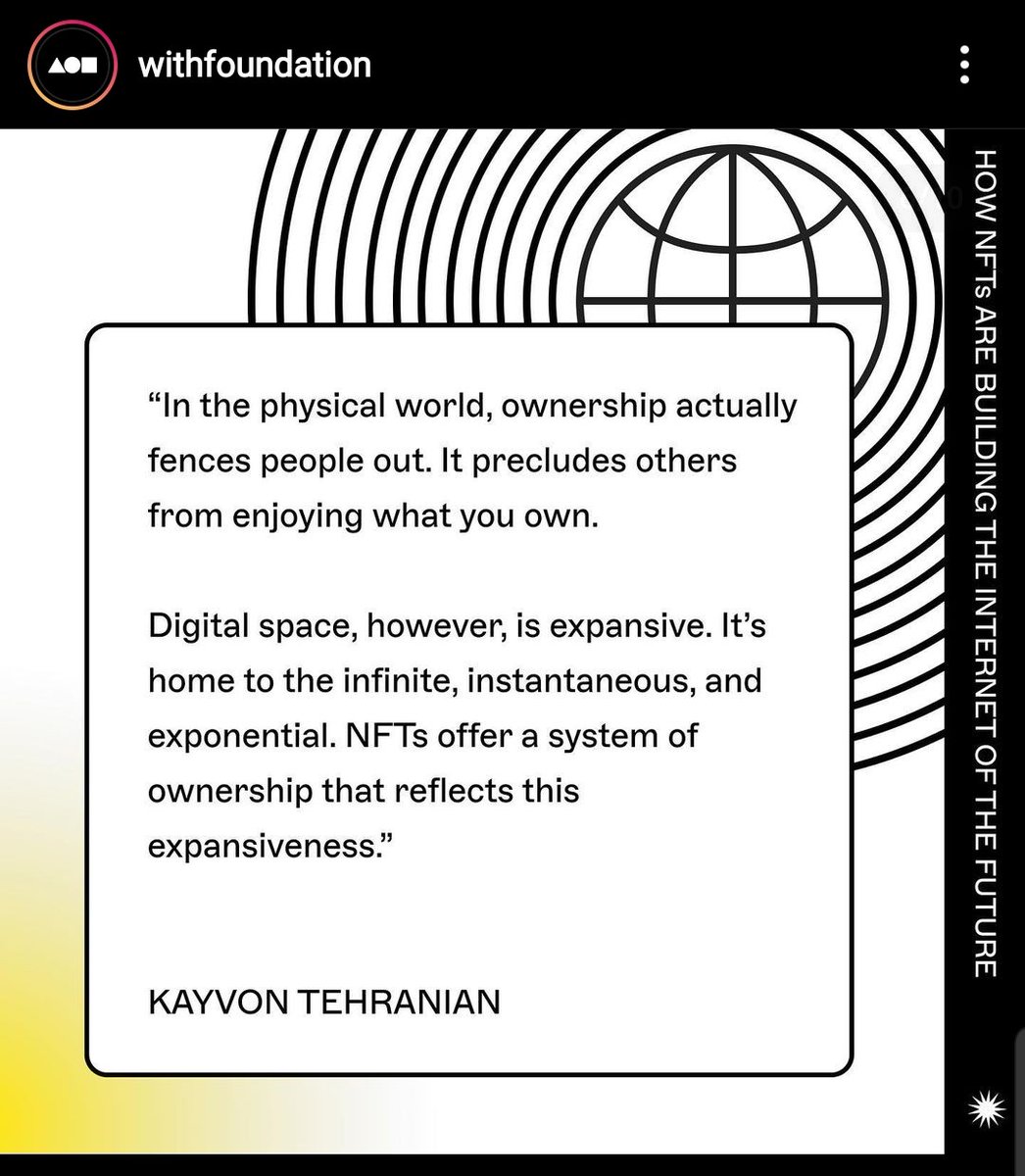 W_W_F's tweet image. 💯💯💯💯💯 Pointed observations by @saturnial @withFND with today's @TEDTalks on the issue of digital property, ownership, NFT, and our internet.  #digitalSTRUCTURES 

Super proud to be with Foundation, and to create/research/believe in this field for over two-decades 🧠