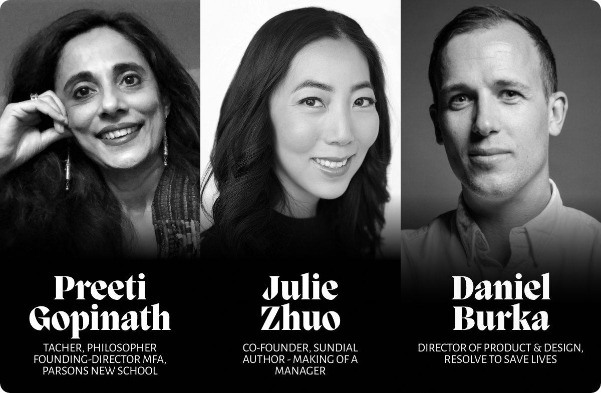Meet the #DesignUpSchool advisors &amp; guest speakers for our keystone program #UpRise - Daniel Burka <a href="/dburka/">Daniel Burka</a>, Julie Zhuo <a href="/joulee/">Julie Zhuo</a>, and Preethi Gopinath!

Learn more &amp; apply to our cohort to get guidance from the best in industry: designup.school