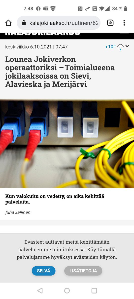 Lounea valittu palveluntarjoajan rooliin jokilaakson seutukunnille. #sievi #alavieska #merijärvi <a href="/LouneaOy/">Lounea</a> <a href="/FinnetValokuitu/">Suomi tarvitsee kuitua</a>