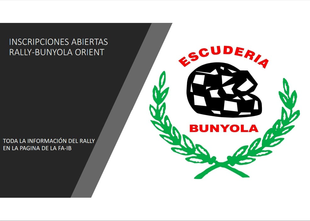 📣 NOTICIÓN NOTICIÓN , 📣

Buenas días a todos!!

🔴🔴 Hoy es un gran día porque después de mucho trabajo y mucho papeleo, al fin, podemos anunciar que 
ABRIMOS INSCRIPCIONES. 

➡️ No esperéis a ultima hora para apuntaros!!!. 

➡️ Toda la información 
fa-ib.com/rally-bunyola/