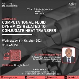 VIT_univ's tweet photo. #ASMEVIT presents a session on Computational Fluid Dynamics related to conjugate heat transfer hosted by Dr.Thundil Karuppa Raj R.
Time: 11:30 IST
Join this riveting session to learn more about Computational Fluid Dynamics
Link : https://t.co/4tYztZWrlv
#VIT https://t.co/8BRmuhN8JB