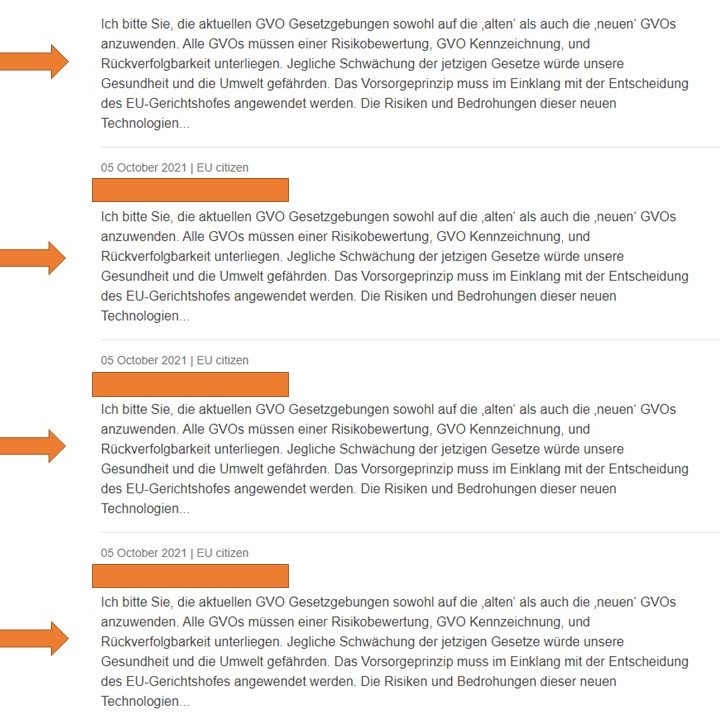 GoeHensel's tweet image. Freie Meinungsäusserung? Diese "besorgten" Bürger sind sogar zu faul einen eigenen Text zu verfassen 🤔 Ich hoffe, dass die @EU_Commission nicht nur die Anzahl der Einsendungen, sondern auch deren Inhalt bewertet. 
#GiveGenesAChance #ListenToScience
tinyurl.com/5cs2ntc3