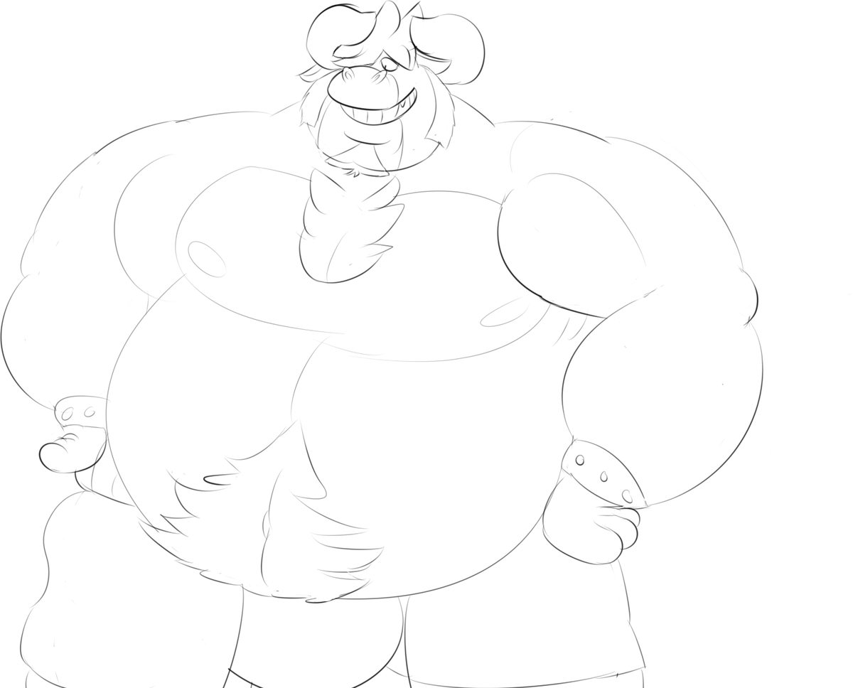 It's been a few years but I remember having a very big musclegutted bull that @Hawtdoggos designed for me.

So I thought I'd doodle him, too.