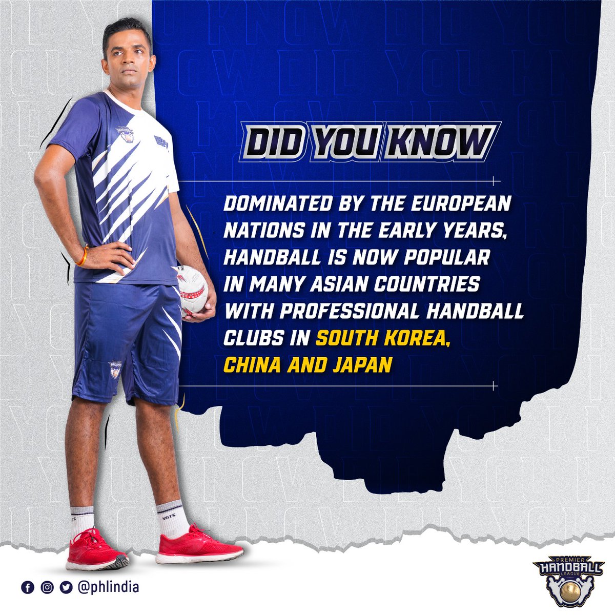 PHLIndia's tweet photo. #HandballTrivia Dominated by the European nations in the early years, Handball is now popular in many Asian countries with Professional Handball Clubs in South Korea, China and Japan.
#HandballTrivia #Sports #League #PHL #PHLIndia https://t.co/hRZmTmDtHs