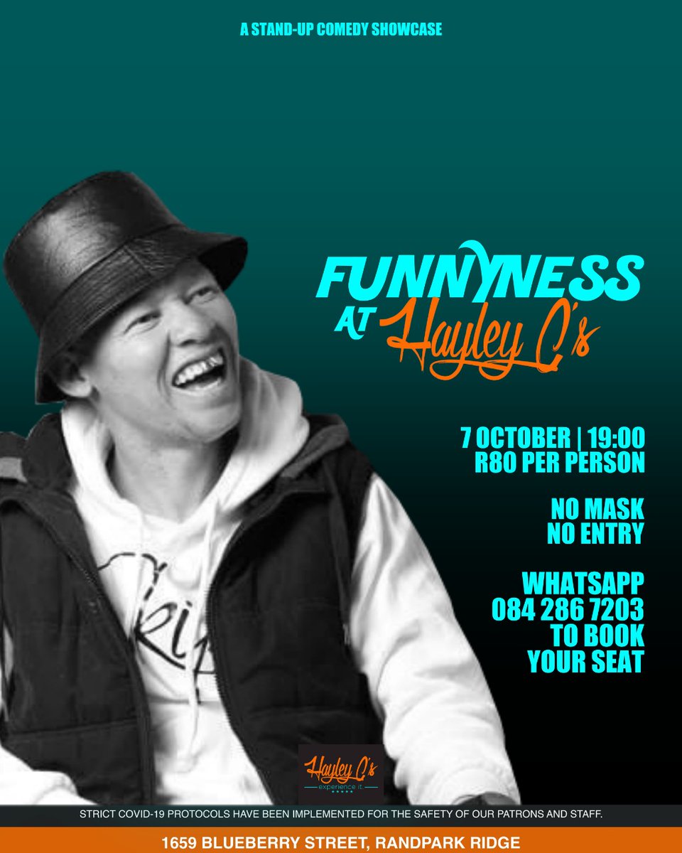 funnyness_sa's tweet photo. Book your seat today.

#funnyness
#comedy 
#laughter https://t.co/Q5h06ubihu