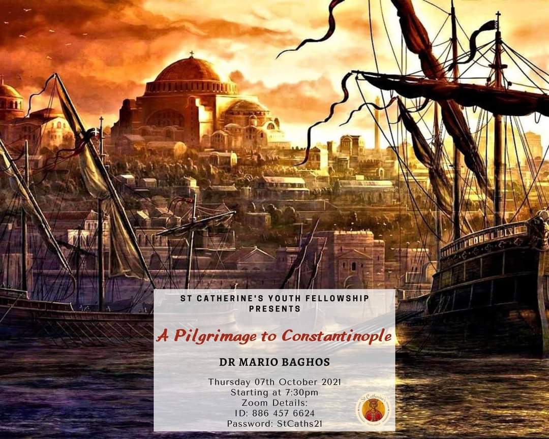 Very excited to be hosting Dr Mario Baghos' zoom presentation "A Pilgrimage to Constantinople" on this Thursday at 7.30 p.m. The talk is open to all.