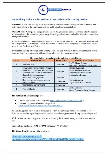 #NurseMidwife4Change: Interactive social media training session
Join the interactive session: bit.ly/3uNYEwu
Follow in twitter: bit.ly/3AfjHJe
Follow in facebook: bit.ly/2YmjhUL