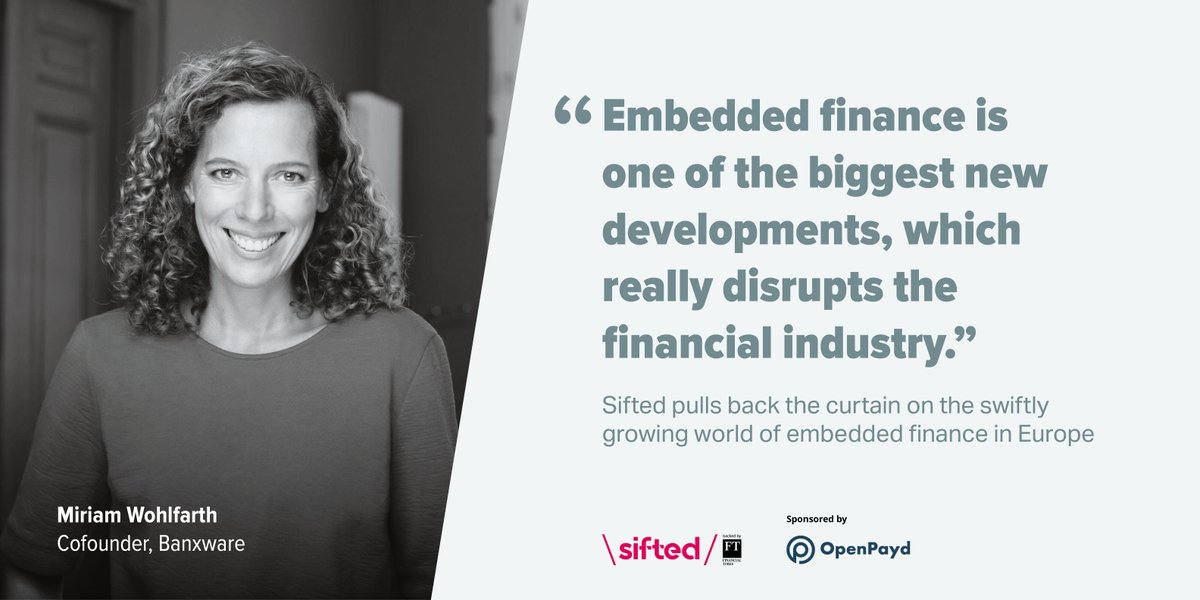 Siftedeu's tweet photo. “We now expect huge disruption in B2B, like we've seen in ecommerce.”

This is what @WohlfarthMiriam, @banxware founder, predicts for the future of #embeddedfinance. 

Read our report, sponsored by @OpenPayd, for more #trends we should all be watching. 👇
https://t.co/zBW1uzJSCD https://t.co/ARJJn16HwQ