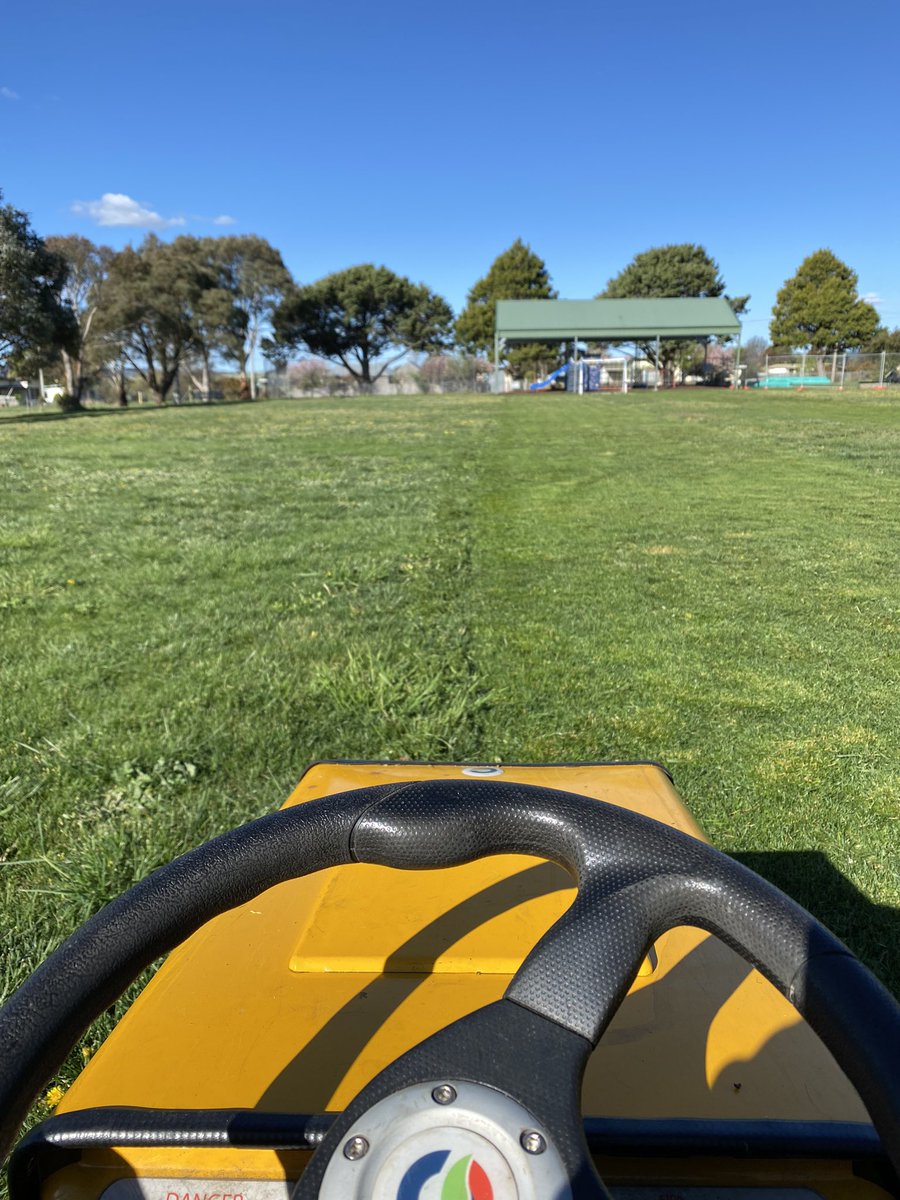 bradnhaz's tweet image. When your school has over 750m2 per child of green play space, it’s pretty hard for your GA to keep the grass down. Especially when his one day per week falls on a public holiday. Small school principals wear many hats. #smallschoolprincipal #doe