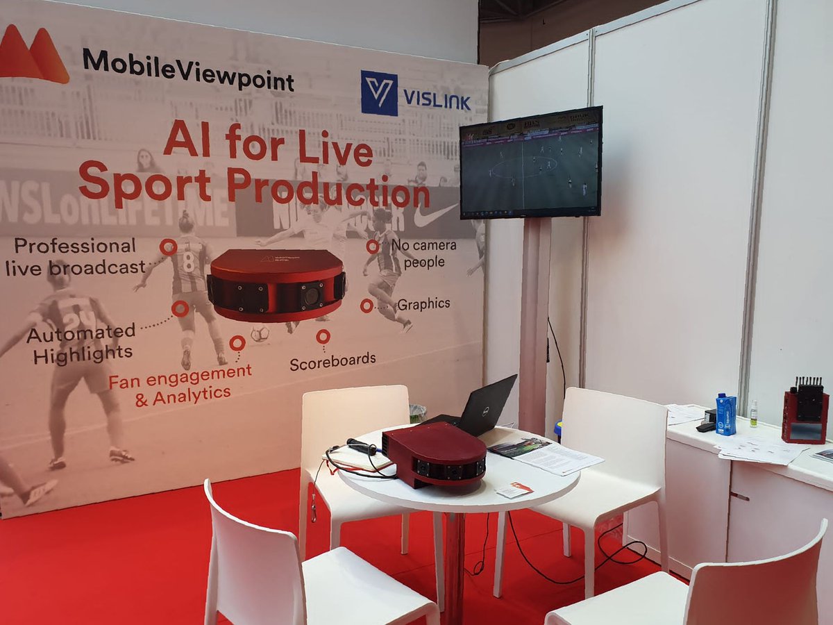 MobileViewpoint's tweet photo. Day 2 of @sportelmonaco is on today. This is our man Mark, and our booth. Find them, and check our #IQSportsProducer to fully automate your fieldgames. Small video, as an example:
https://t.co/8n3N41Z7qP
#AutoCameraman #AutoDirector #SportsProduction #automatedproduction https://t.co/palPso3OYb
