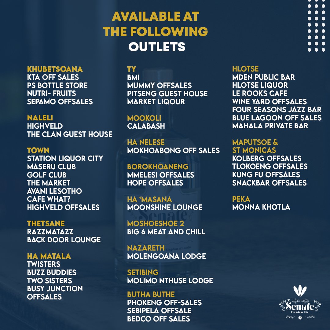 We bring you more locations to get yourself your proudly crafted local Gin. The Nation's sweetheart ❤️
#SenateGin 🔞🍸