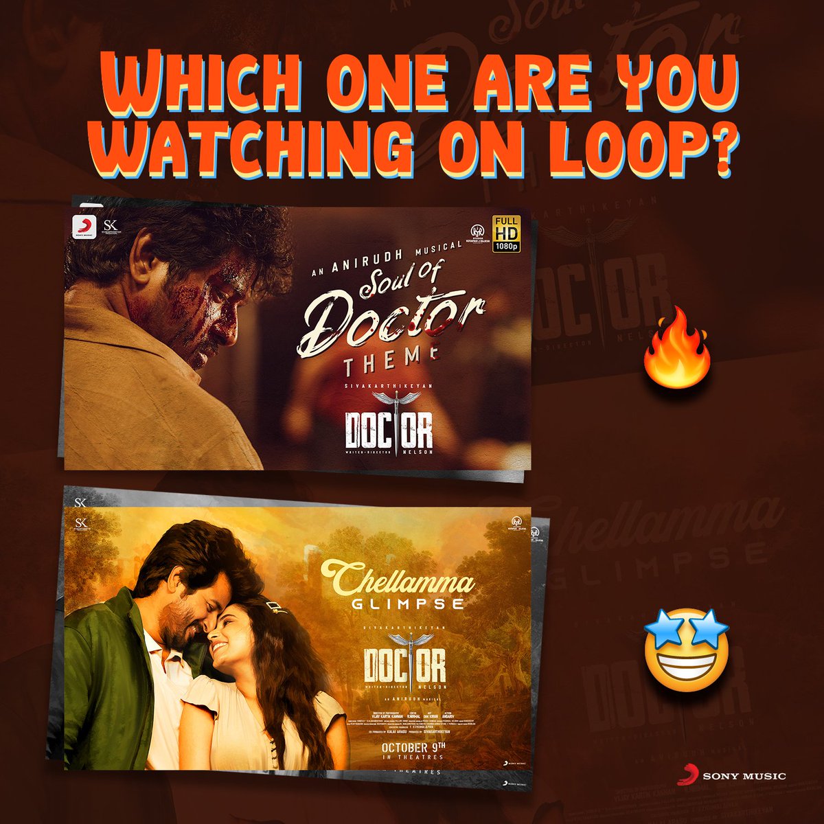 SonyMusicSouth's tweet image. 🤩🔥! 

Tell us in the comments! ✨

#SoulOfDoctor theme track ➡️ bit.ly/SoulOfDoctorTh…

#ChellammaGlimpse ➡️ bit.ly/ChellammaPromo

#DOCTORFromOct9 #Doctor
