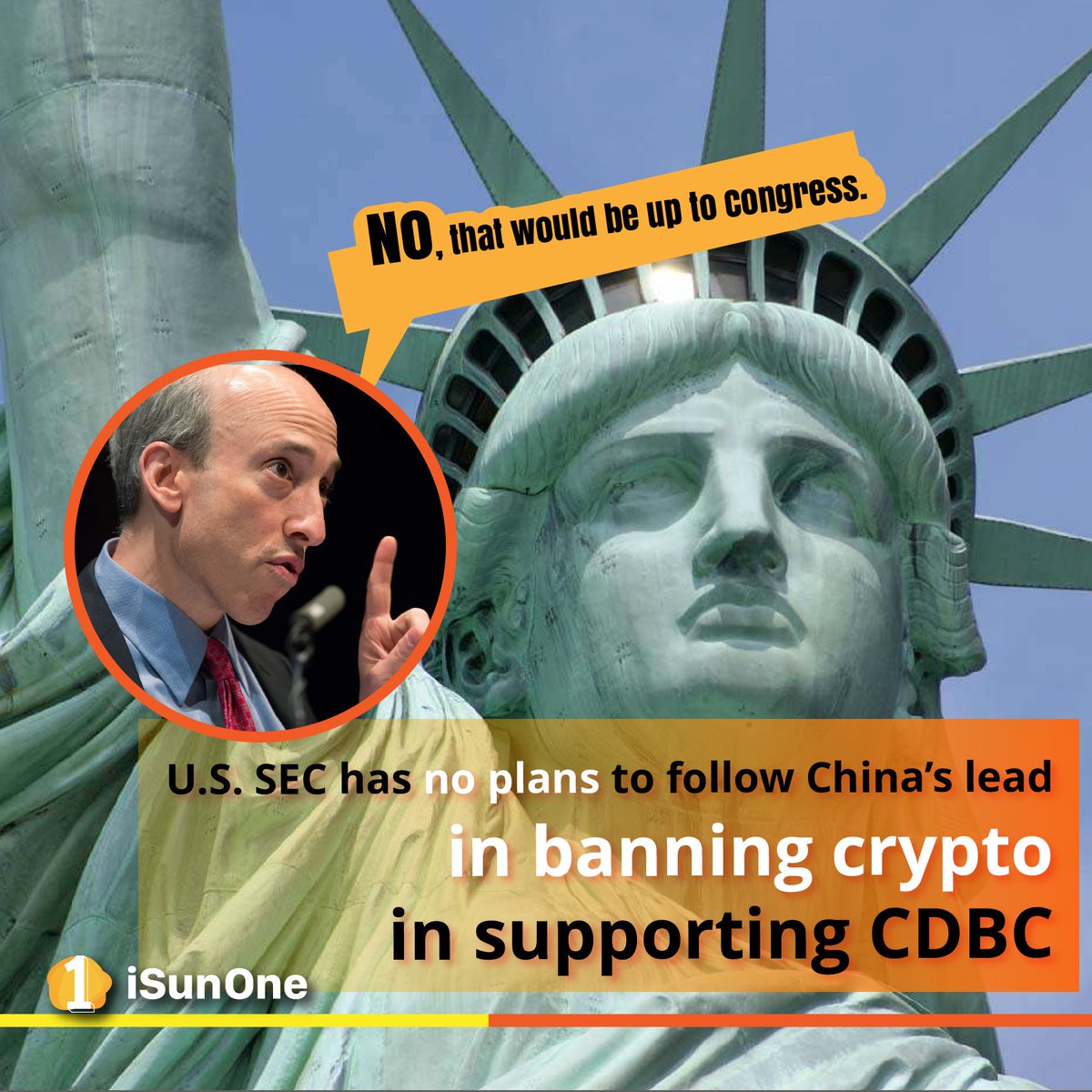 iSunOne1's tweet photo. #iSunOne On Tuesday’s hearing, SEC Chair Gary Gensler said SEC has no plans to follow China’s lead in banning crypto in favor of a prospective CBDC. He added that DeFi platforms where they can get the maximum amount of public policy. #fintech #defi #USDC #btc #ETH #crypto https://t.co/Zl1pzggJjh