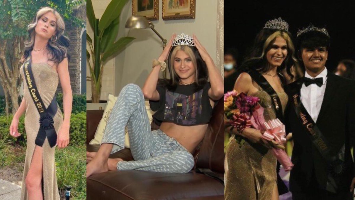 WeTheWomenAsia's tweet photo. #Florida’s Olympia High School elects it’s first #transgender #homecoming #queen.
#EvanBialosuknia proudly carries the weight of her #crown and sash on her shoulders that #symbolise a greater cause.
#TransIsBeautiful #TransAndProud https://t.co/9PZqjQs9eO