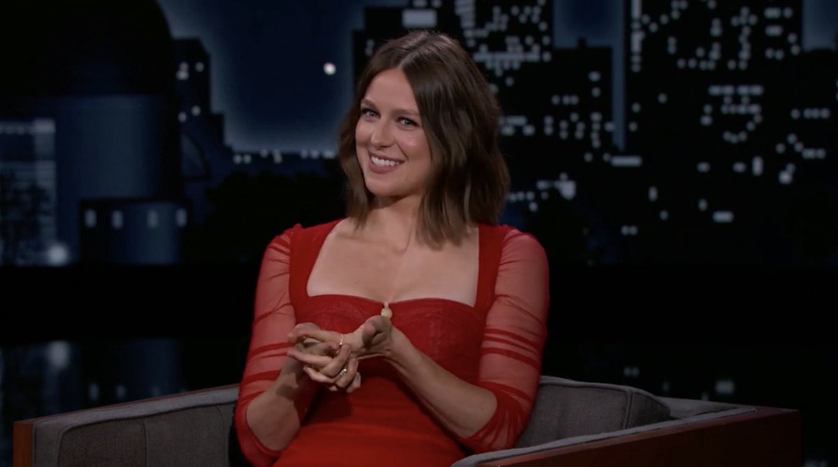 TheDCTVshow's tweet photo. Melissa Benoist on Jimmy Kimmel last night talking about #Supergirl and her new book, Haven’s Secret (The Powers) https://t.co/nHeR3aQRPV