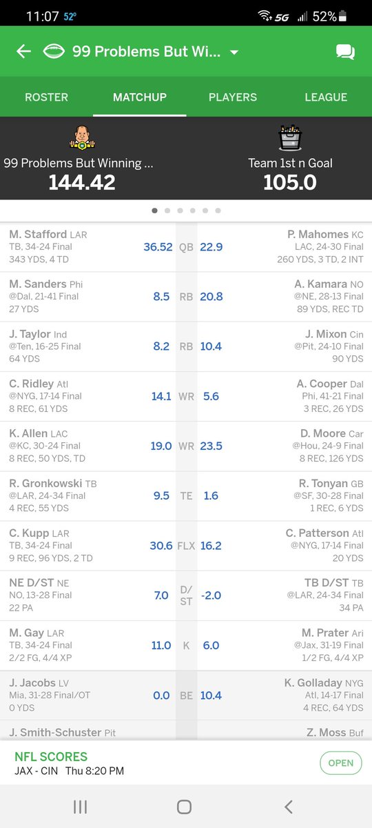 DailyLineUpShow's tweet image. #FantasyFootball 
We're 3-0 in both our $200 leagues! Let's go! 🏈💵🏈