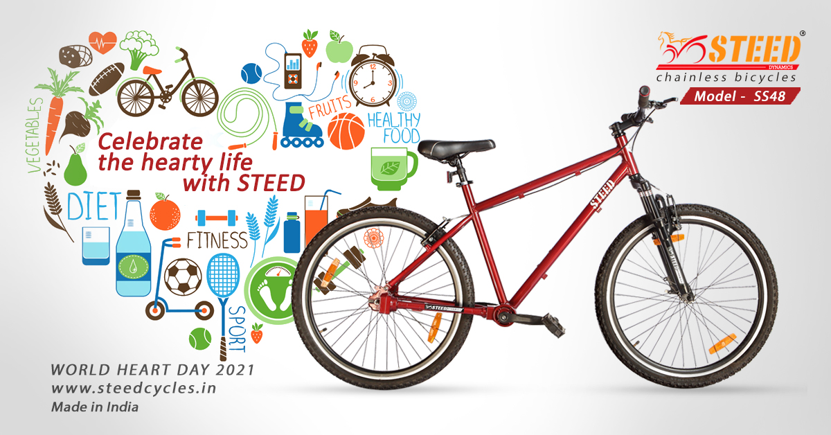 SteedChainless's tweet photo. Steed Chainless Bicycles, the first and only chainless bicycles in India, promotes World Heart Day, now available through our dealers in 74+ locations across India.

For more information, visit https://t.co/hG6uc65mqQ
#steedchainlessbicycles,  #cyclingindia, #worldheartday https://t.co/DZr42XefFW
