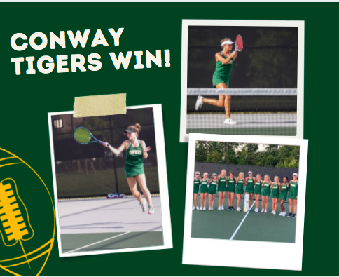 conway_high's tweet photo. Congratulations to our tennis team  in their win tonight against St. James and their win last week against Sumter.  That's two region wins in a row.  Keep it up Tigers! https://t.co/PknP3D8G7x