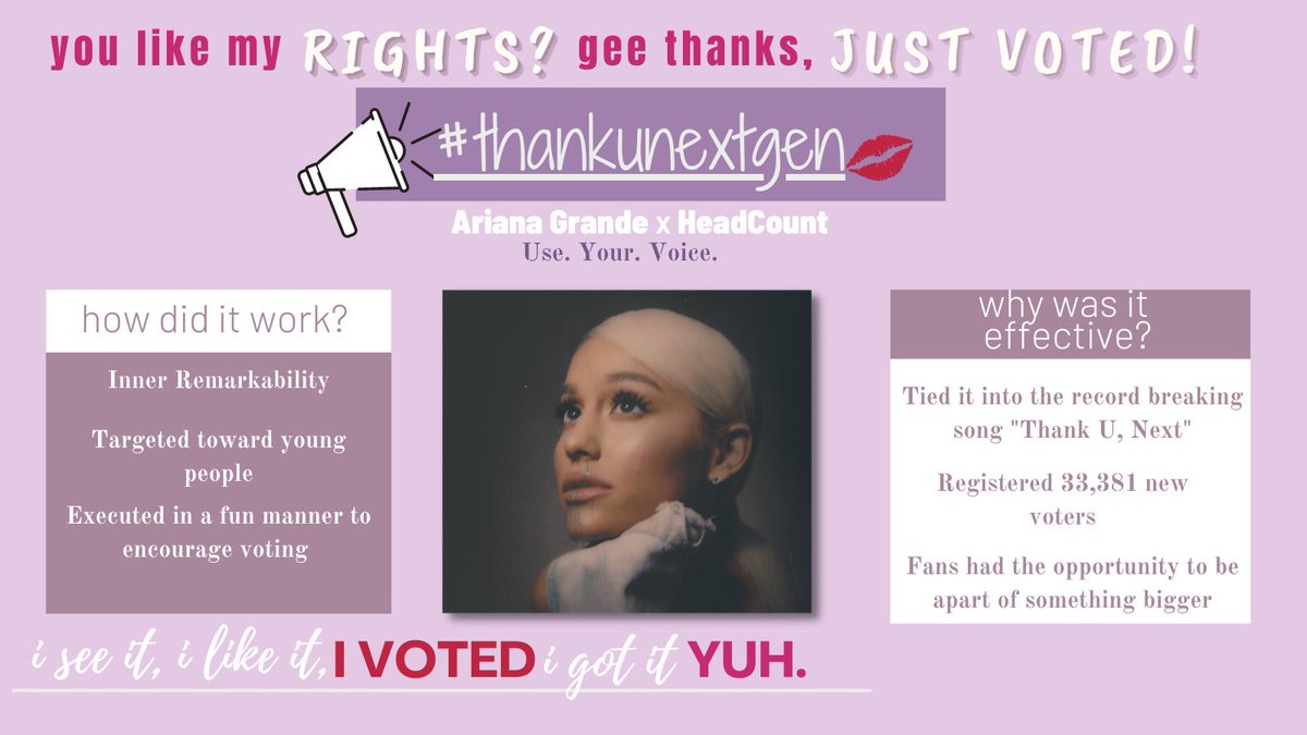 lgroomspr28's tweet photo. One taught me Social Currency✨
One taught me Inner Remarkability✨
and for that I say➡️ 
#thankunextgen 💋💅🏽💞

Learn about why💭 @ArianaGrande &amp; @HeadCountOrg 2019 thankunextgen campaign was a hit🕺🏾🎤🎶  during Grande’s Sweetener World Tour using  Inner Remarkability! #MimsPR https://t.co/4a15xgZFlx