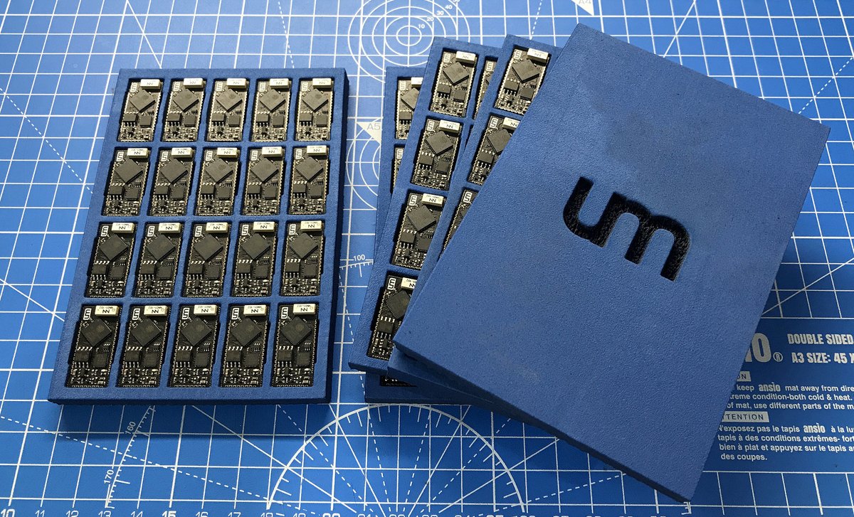 unexpectedmaker's tweet image. New packaging for bulk #TinyPICO Nano orders. Over the top? SURE! Be proud of everything you do! 
#EVAFoam #lasercutting #product #packaging #maker